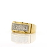 Men's Yellow Gold and Invisible Set Diamond Ring